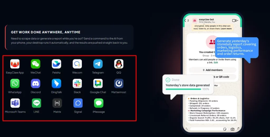 EasyClaw Supported Chat app
