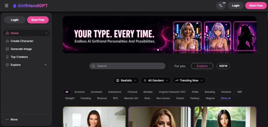 GirlfriendGPT HomePage
