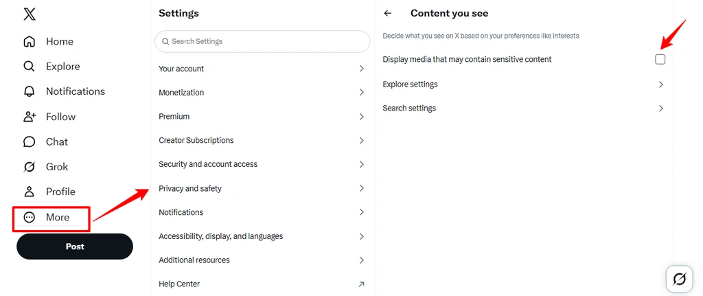Privacy and safety - Grok Spicy Mode Settings