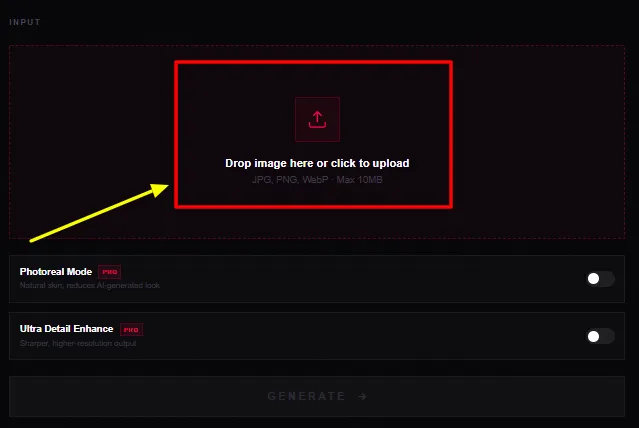 Upload Image FreeNudifier