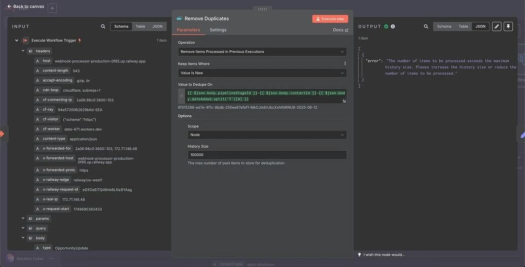 Block Repeats With the Remove Duplicates Node in n8n