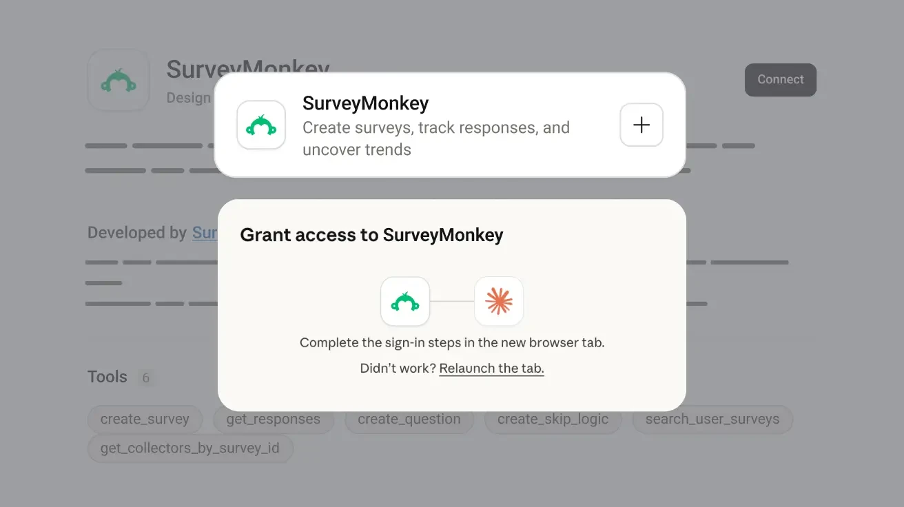 Building Questionnaires From Claude and ChatGPT Through MCP in SurveyMonkey