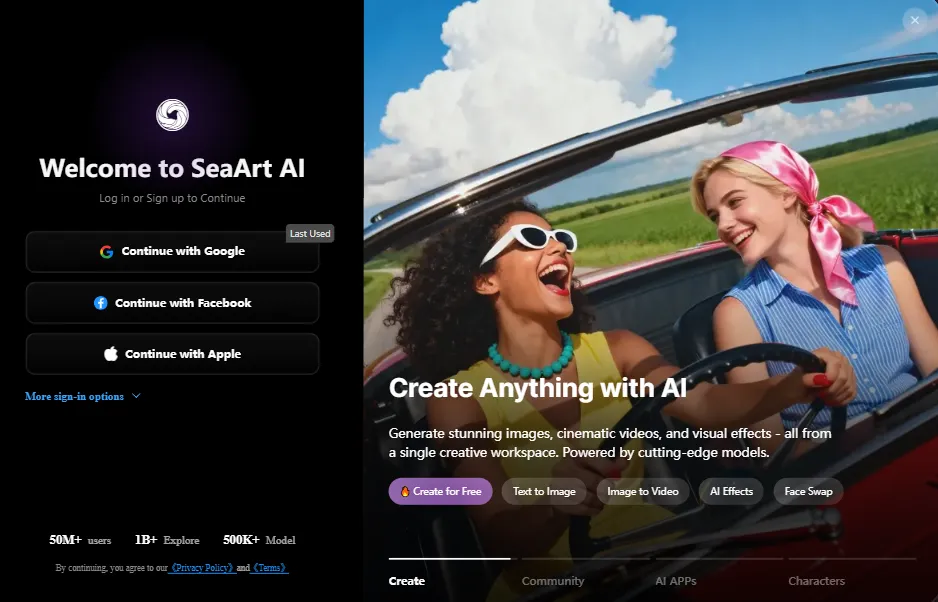 Create A Free Account on SeaArt AI