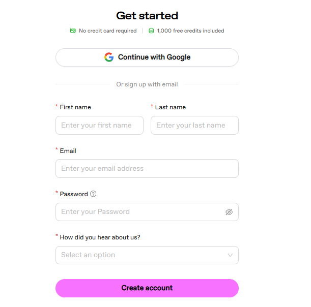 Create Free Account On Atria AI
