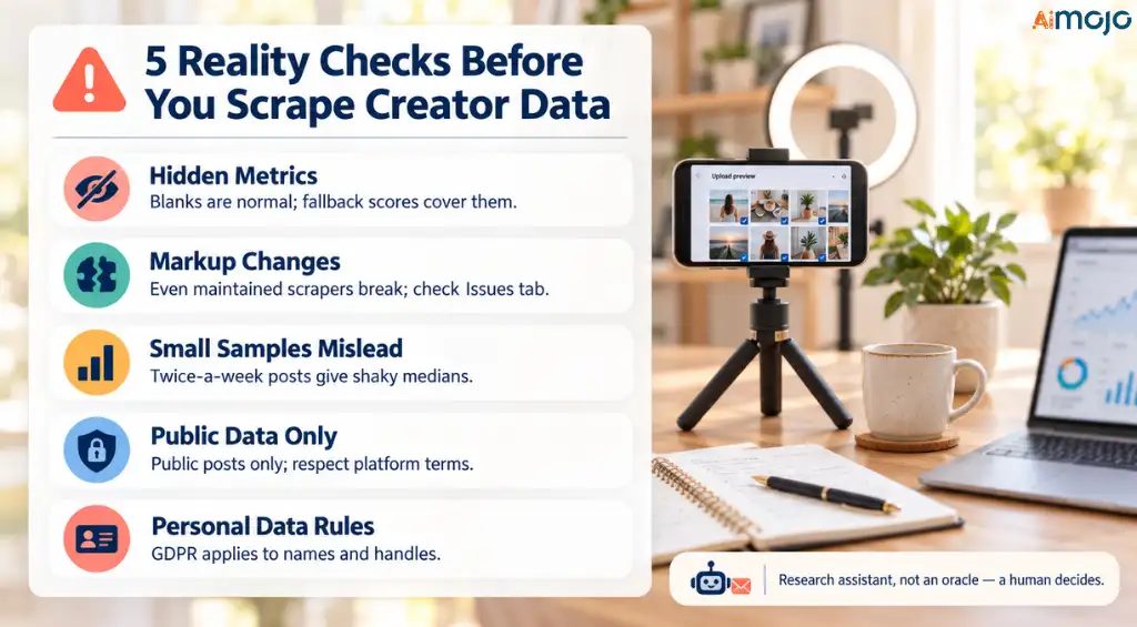 Creator scraping limitations, hidden metrics, and data accuracy