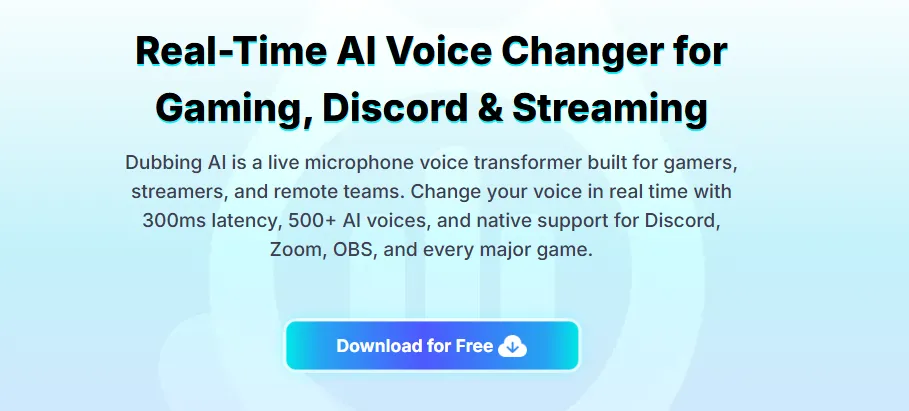 Dubbing AI Real-Time AI Voice Changer
