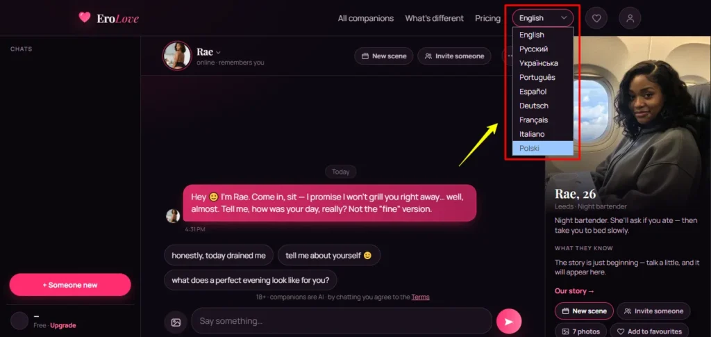 EroLove AI Native Multilingual Roleplay
