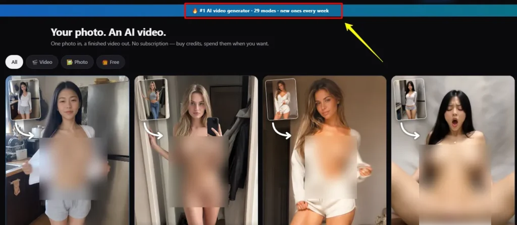 Caixa de Fantasia AI video generator Modes