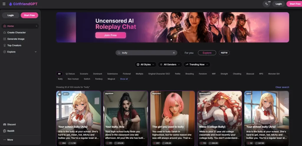 GirlfriendGPT - AI Bully Chatbot