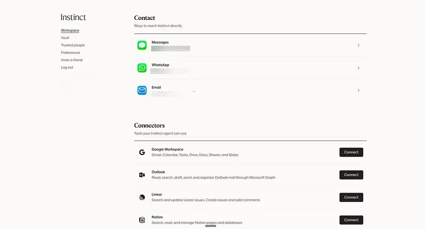 Instinct Zero UI Messaging Across iMessage, WhatsApp & Email