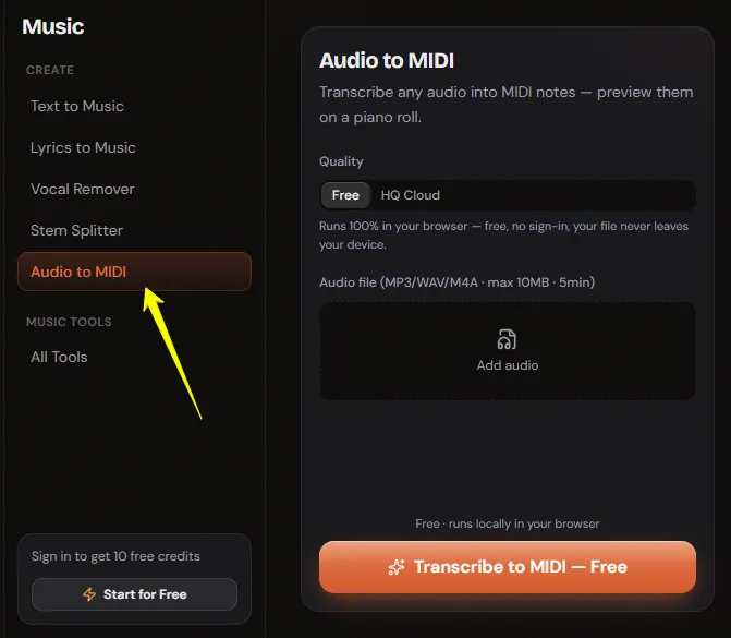 Musely Audio to MIDI Converter