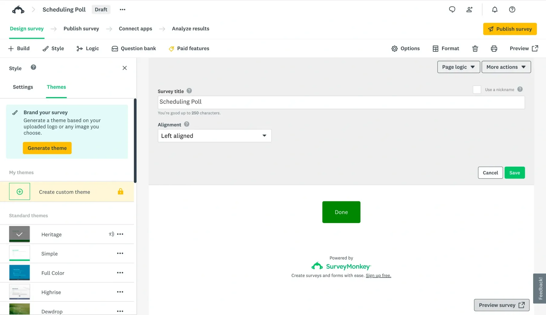 SurveyMonkey Branded Survey Themes