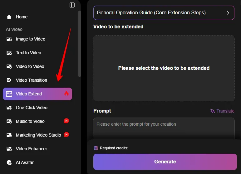 Viddo AI Video extend Feature